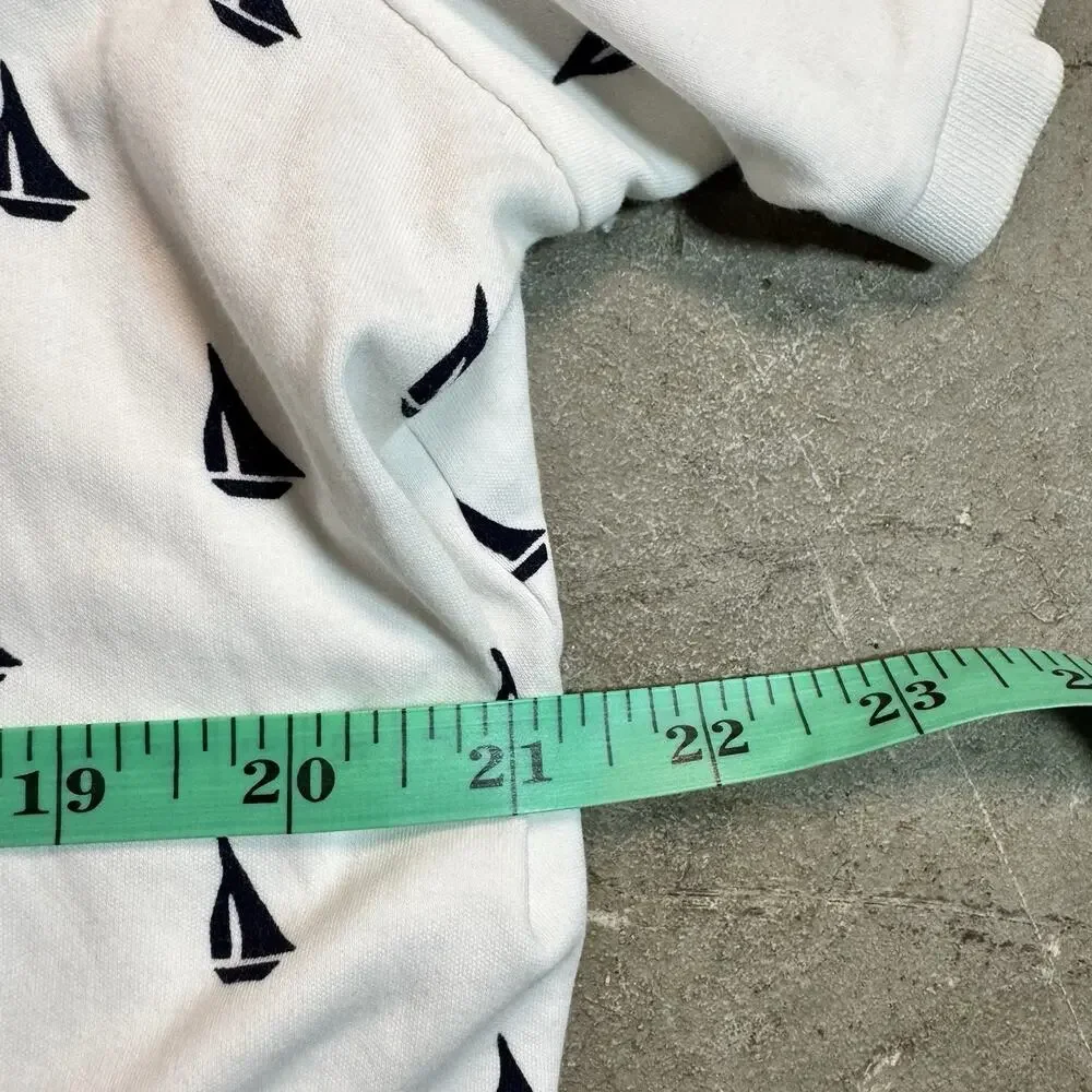Polo Ralph Lauren Polo Shirt Mens L White Custom Slim Fit Sailboat Print